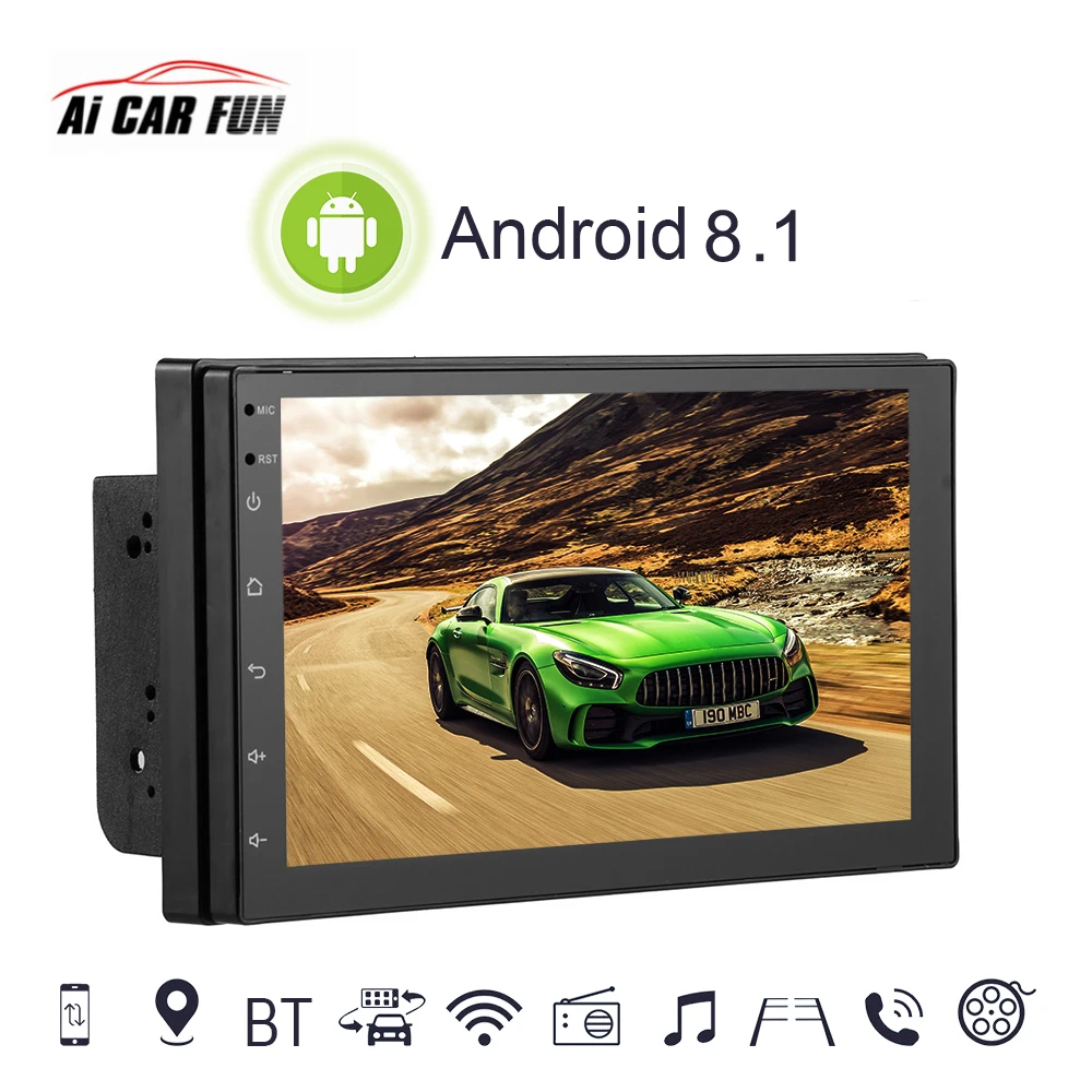 7-дюймовый автомобильный 2 Din радио Bluetooth HD 1024x600 Mp5 плеер универсальный автомобильный стерео gps навигационная Интегрированная машина для Android 8,1