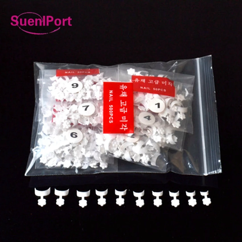 Накладные ногти Sune l Port 500 шт./компл. полумесяц Franch накладные