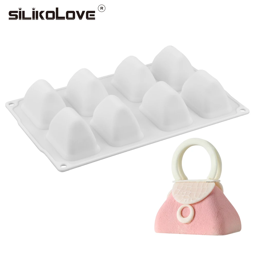 SILIKOLOVE дамская сумка форма 8 отверстий торт мусс форма французский десерт 3d силиконовая форма для украшения торта инструмент мусс. Нетоксичный