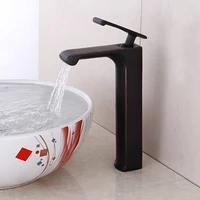 bathroom basin faucet brass sink mixer tap black oil brushed waterfall basin mixer tap single handle cold and hot square faucet