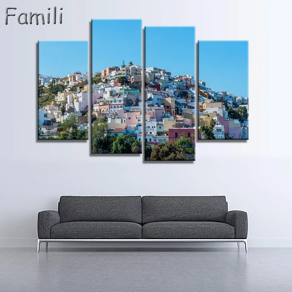 4 панели домашняя настенная Современная Художественная декорация для гостиной