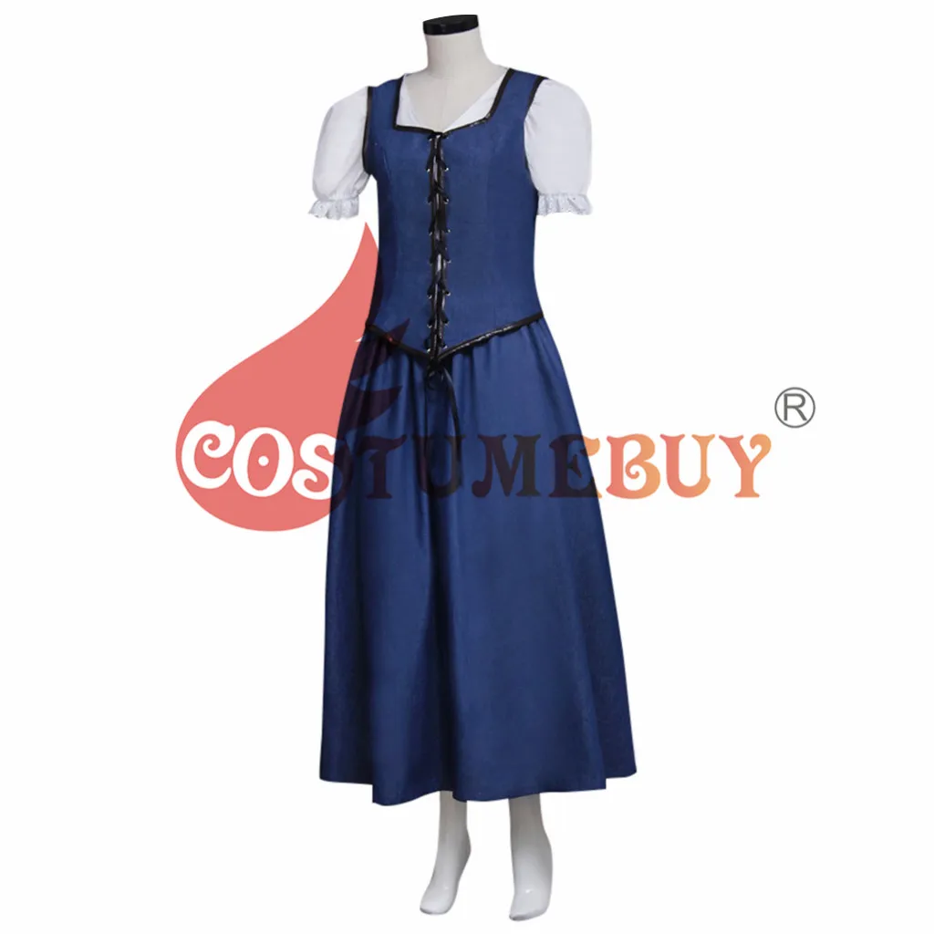 Costumebuy индивидуальный заказ один раз на время костюм для косплея "Белль" голубое платье женские карнавальные вечерние Хэллоуин юбка