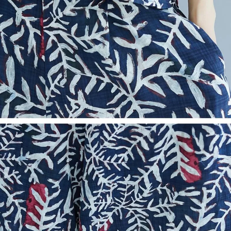 

#0818 Floral Printed Sleeveless Tank Top And Wide Leg Pants Women Two Pieces Sets Summer 2 Piece Outfits For Women Top And Pants