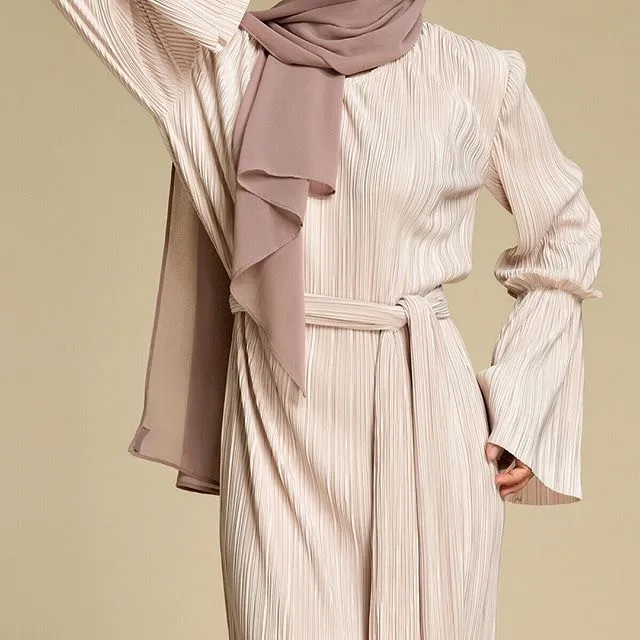 Дубайский мусульманский abaya женское Плиссированное Длинное Макси платье