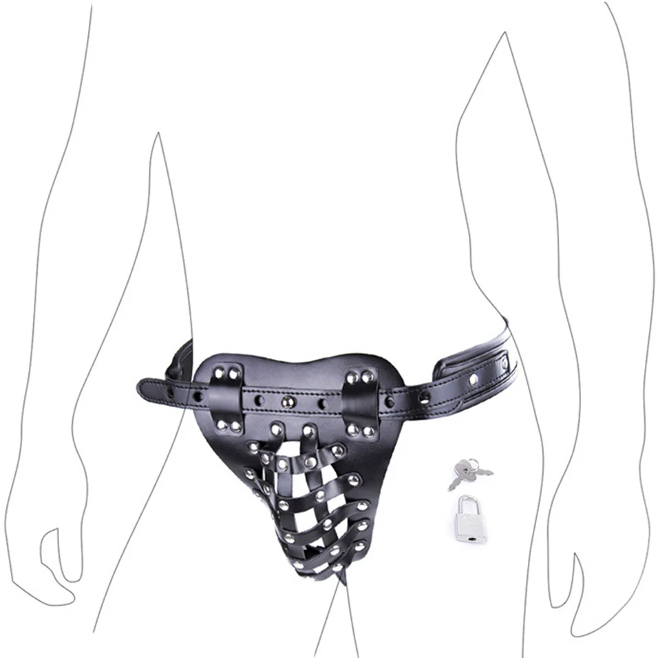 CamaTech кожаное Целомудрие ремень на жгут клетка для петуха секс брюки Исправлена