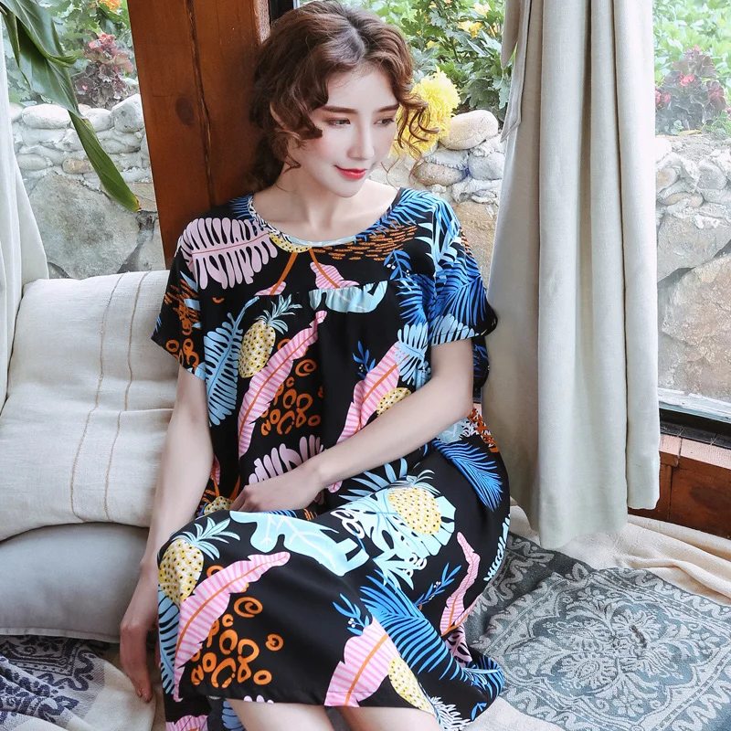 New Arrivals Vintage Sleepshirts Loose Home Dress Print Sleepwear Pregnant Women Sleep &amp Lounge Soft Cotton Nightgown Plus Size | Мать и
