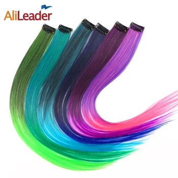 AliLeader Synthetic Product Highlight One Piece Hair Clip In Extensions Ombre 20 Colors 50Cm Long Straight Hairpieces Clip On 1
