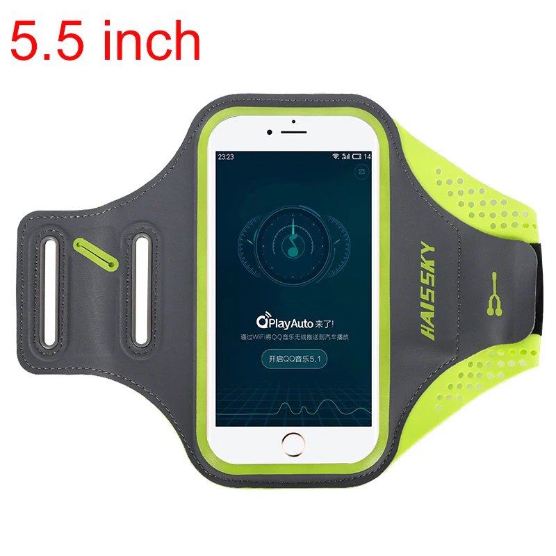 Larger Size Green Haissky спортивный чехол для телефона на руку держатель для мобильного телефона Brassard повязка на руку для iPhone X XR XS Max 7 6 Plus спортивная сумка на руку - Цвет: Larger Size Green