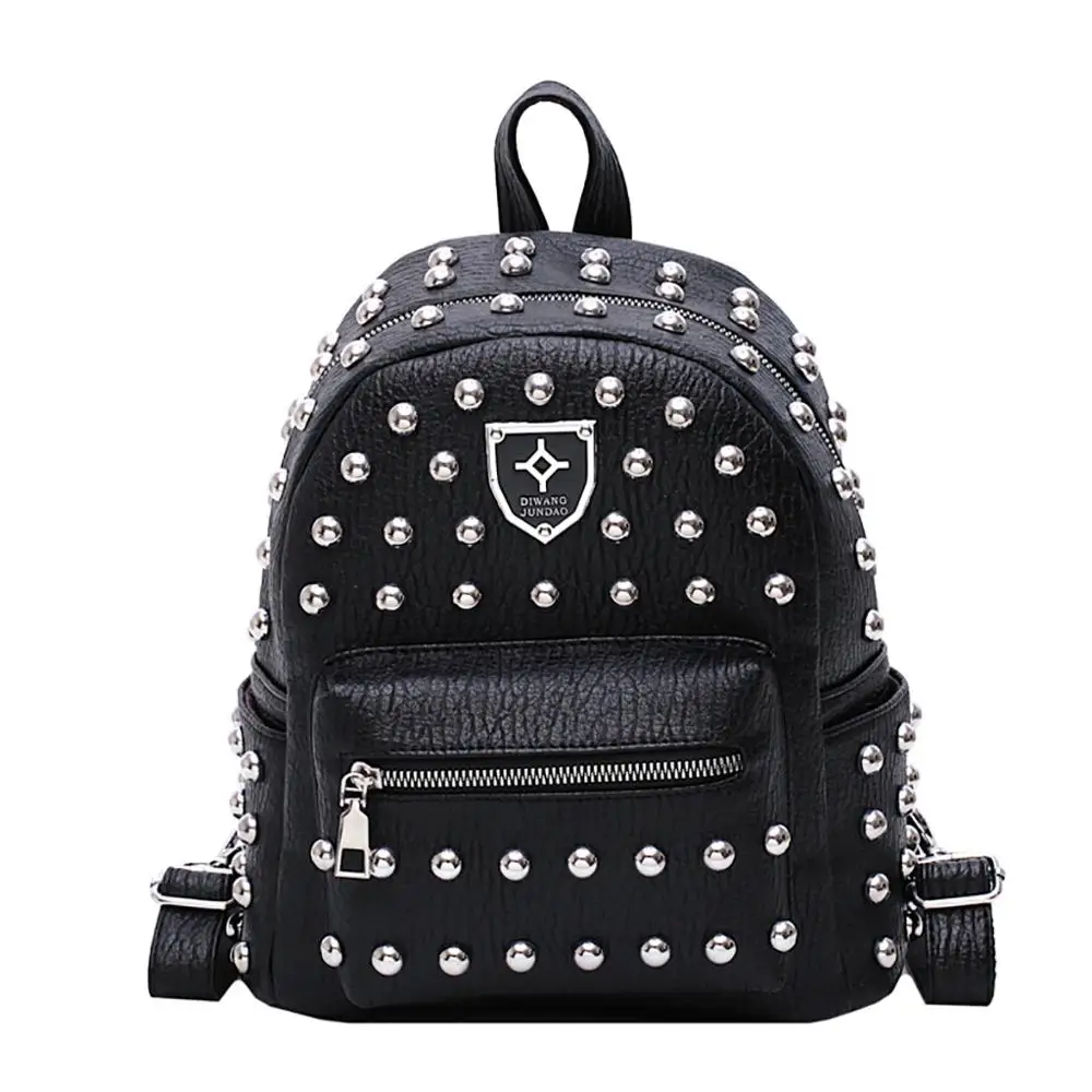 Studded versatile backpack fashion women's bag new casual backpack solid color student bag travel backpack Dropship Y612