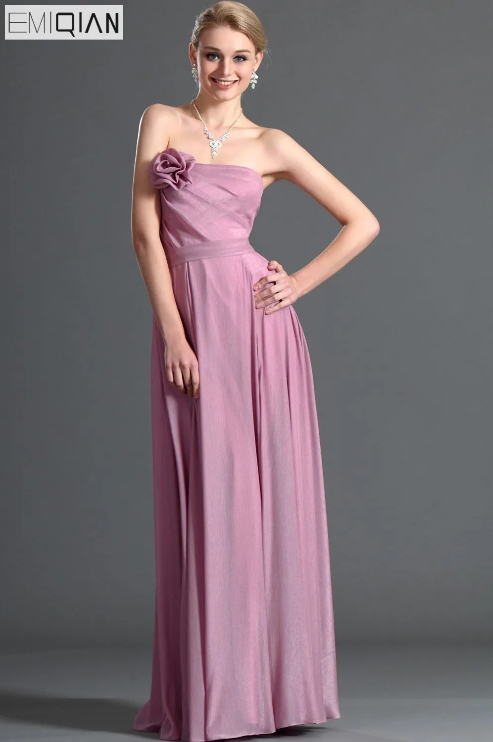 Платье подружки невесты шифоновое Плиссированное без бретелек