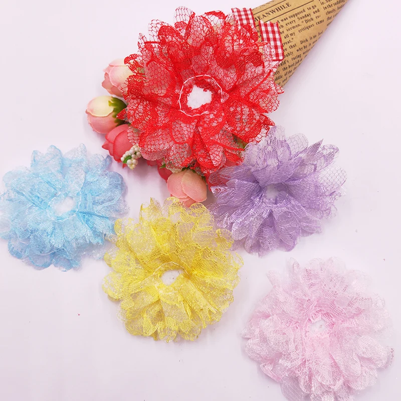 30 шт./лот 7 см кружевная Цветочная аппликация для сделай сам заколка волос