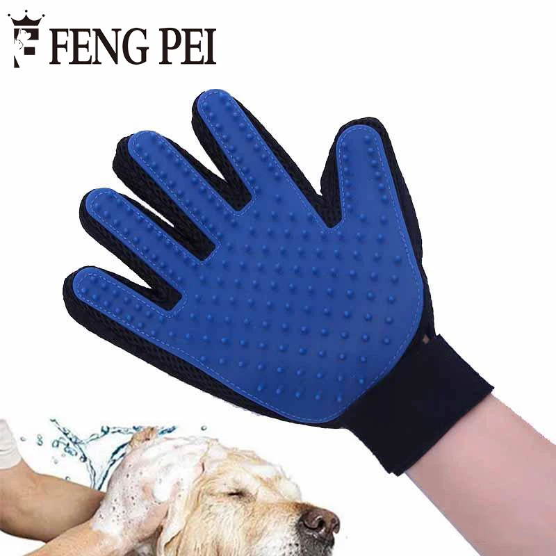 Dog Grooming Blue Glove Comb for Animals Cats Dogs Pet Hair Bath Massage Removal Right Hand Gloves Brosse Chien | Дом и сад