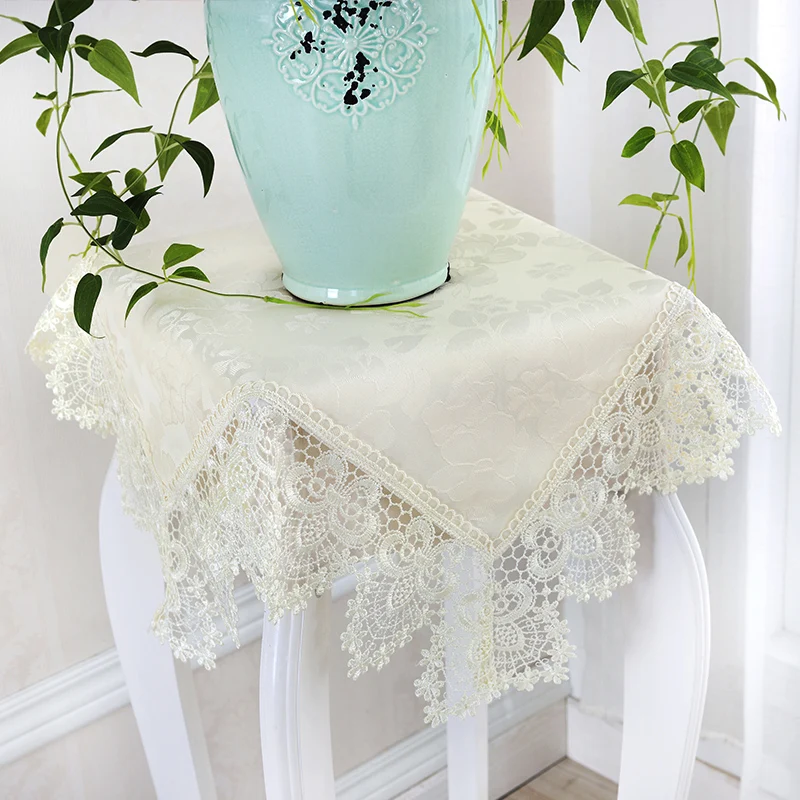 Embroidered Waterproof Oilproof Tablecloth European Lace Coffee Table Cloth Chair Cover Cushion Round Covered Towels | Дом и сад