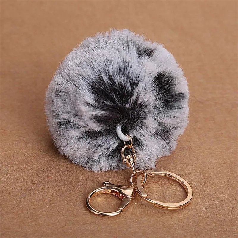 Любовь пушистый кролик Мех аниме мяч брелок Кольца кулон милый помпон