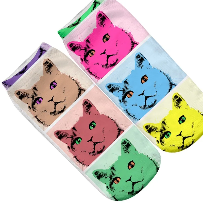 Модные 3D носки для женщин и мужчин 6 цветов кошка с символом популярный товар