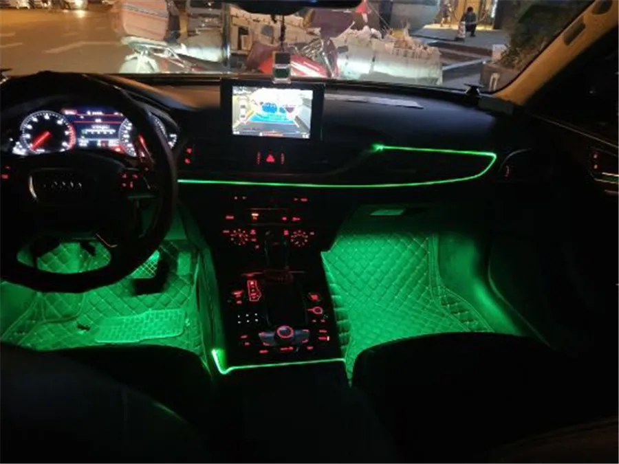 9 в 1 RGB светодиодный DC 12 В автомобильный декор для интерьера неоновый с лампой для ног Интегрированный волоконно-оптический светильник BT APP управление мобильным телефоном