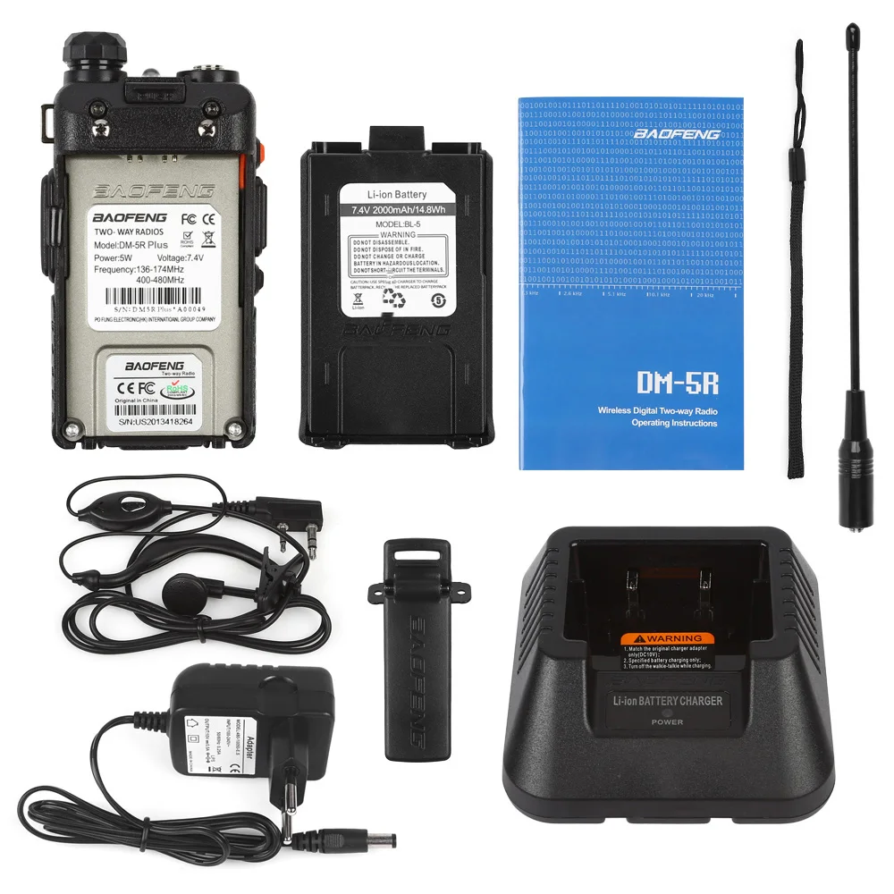 BAOFENG DM-5R цифровой иди и болтай walkie talkie DMR двухстороннее радио UV5R обновленная версия УКВ мобильное радио двухдиапазонный Cb радио