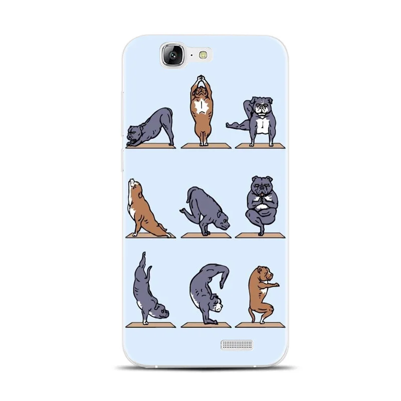 H440 Cute Yoga Animals Cats Dogs Transparent Hard Thin Skin Case Cover For Huawei P8 P9 P10 Lite Plus 2017 Honor 8 9 6X |