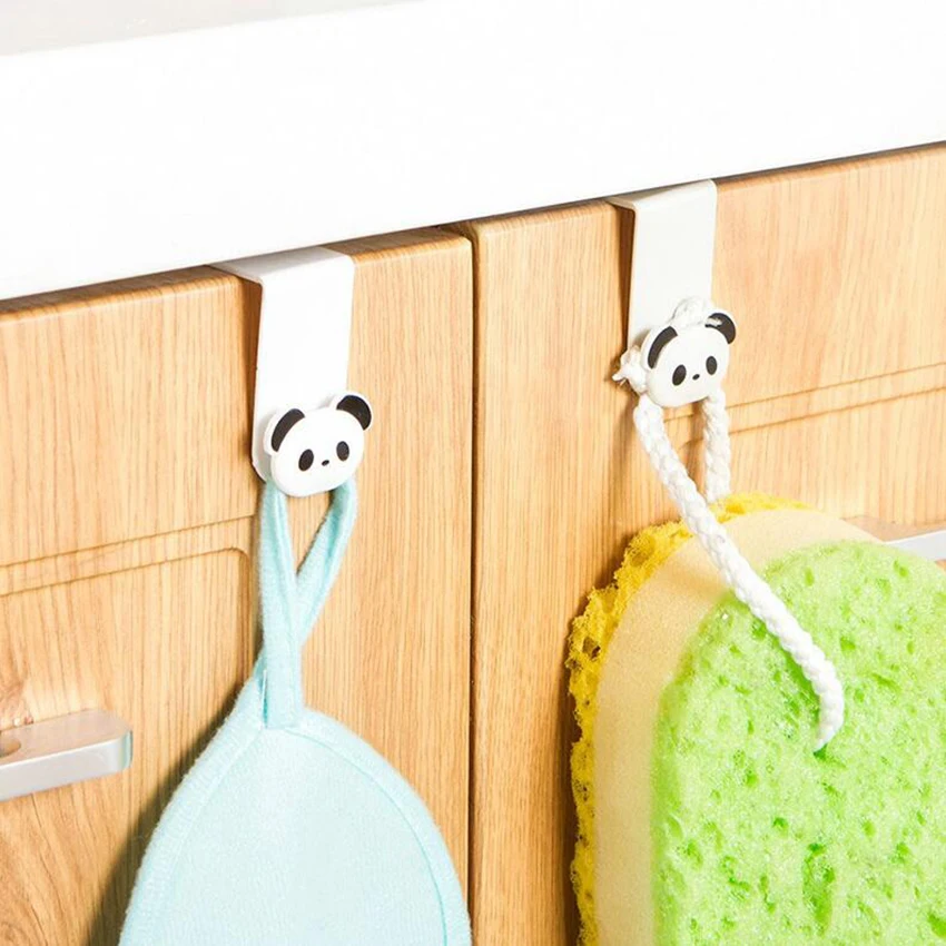 

2pcs cartoon Door Hanger Rack Metal Kitchen Cabinet Board Hanging Hooks Behind Door Clothes Bag Holder Storage Hooks