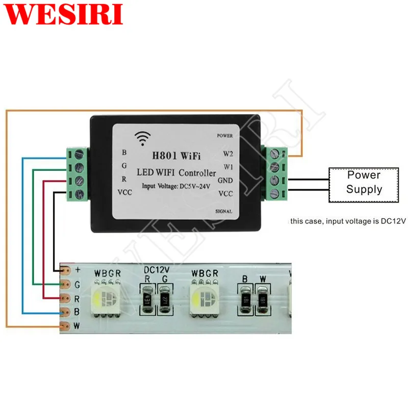 Wi Fi контроллер для светодиодсветильник ленты RGBW H801|Контролеры RGB| |