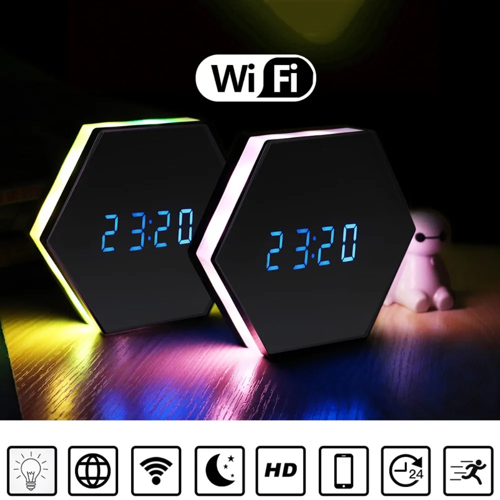 SOONHUA WiFi 1080P Full HD камера Будильник с ИК ночного видения детектор движения сигнализация настенная камера с часами Мини рекордер