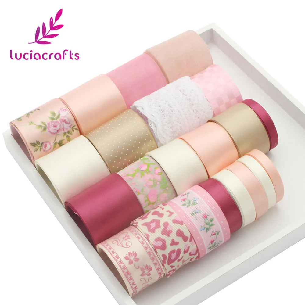 Lucia crafts 22 ярдов 6-40 мм атласная/корсажная/органза лента набор отделка Кружева DIY Свадебная Упаковка бант Декор материалы S0707