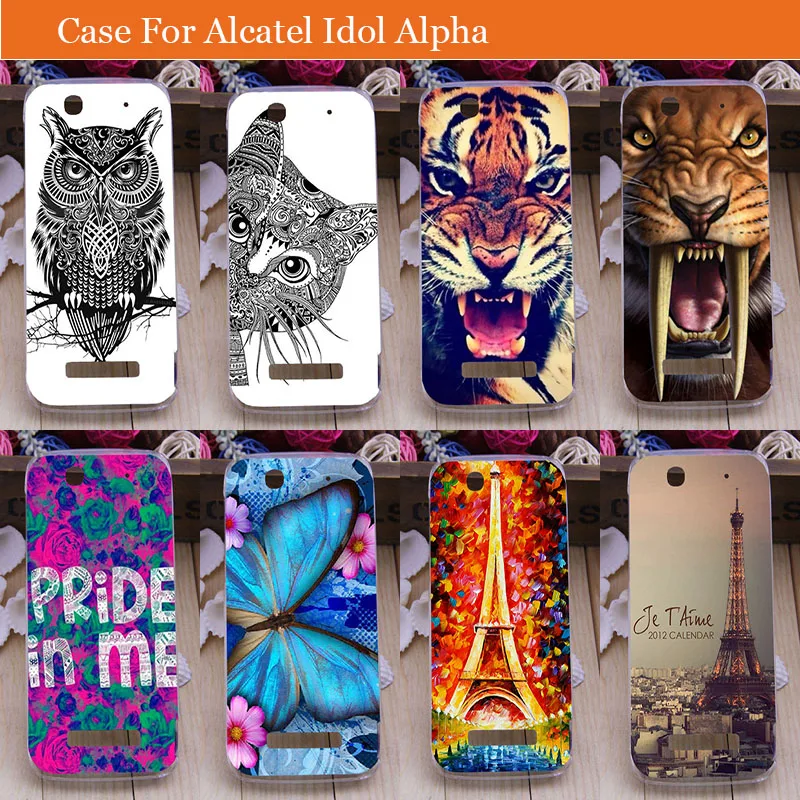 Чехол для Alcatel One Touch Idol Alpha 6032 6032A 6032X OT6032 TCL S860 Твердый чехол бабочка Тигр Роза