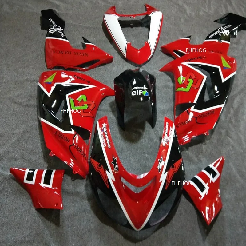 Для KAWASAKI NINJA 06 07 ZX10R ВПРЫСКА Черный Красный Обтекатели ZX 10R 2006 2007