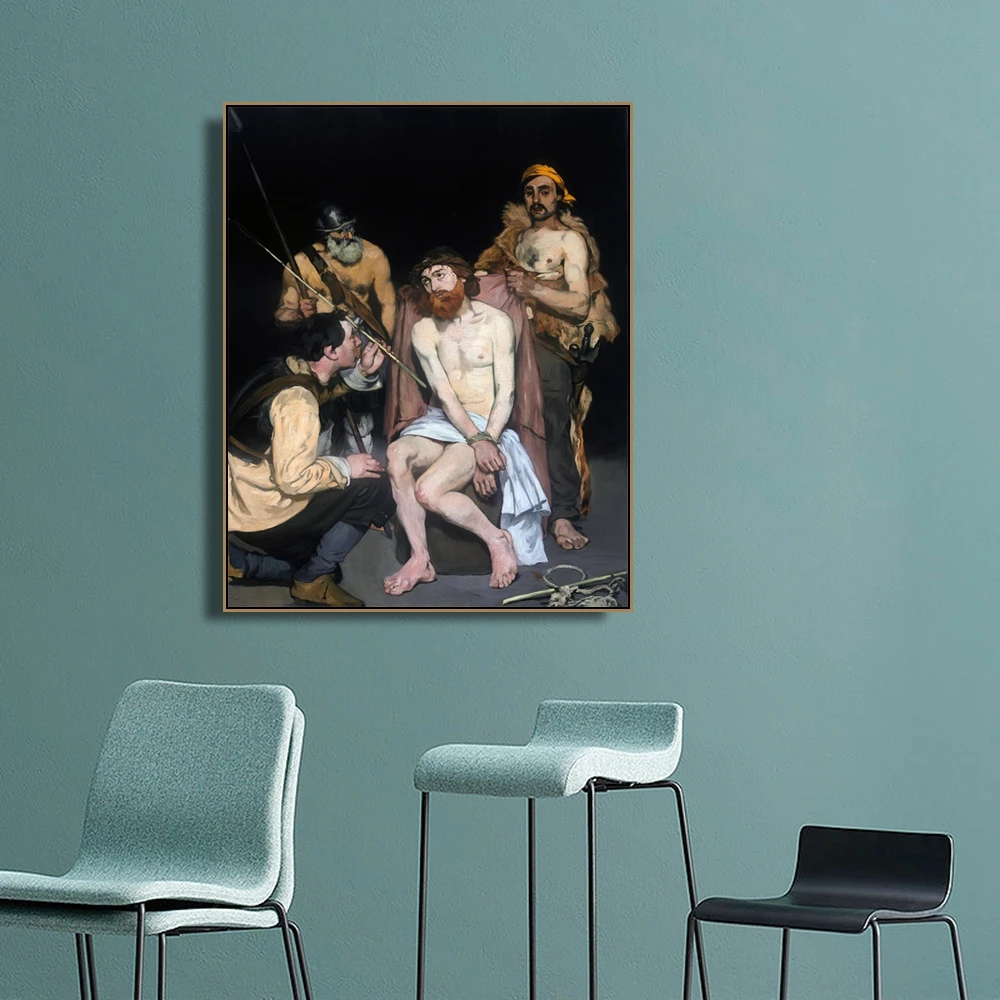 Jesus Mocked by the Soldiers Manet Poster and Print Canvas Painting Calligraphy Decorative Picture for Living Room Home Decor | Дом и сад