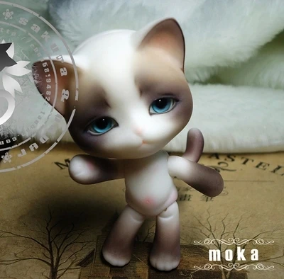 Аксессуары для кукол 1/12 aod dod sd bjd кукла животное маленькая кошка белая кожа MOKA |
