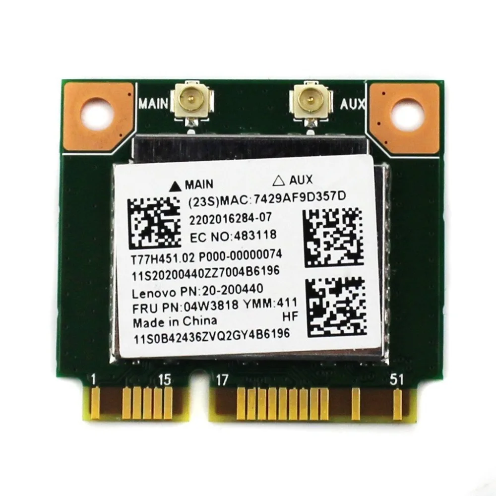 Беспроводная карта Realtek RTL8723BE Mini PCI E Wifi Wlan Bluetooth 4 0 для Leno v o E440 E540 S440 S540 FRU: 04W3818|wireless