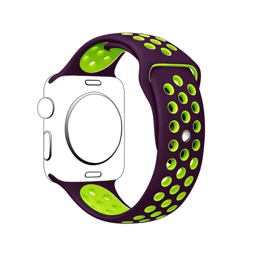 purple green 21 Спортивный силиконовый ремешок для apple watch группа 4 5 44 мм 40 мм, 42 мм, 38 мм, версия наручных часов iwatch, 5/4/3/2/1 ремень браслет резиновый ремешок для часов аксессуары - Цвет ремешка: purple green 21