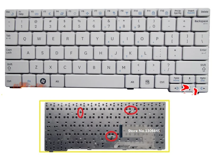 

Клавиатура SSEA белая для ноутбука Samsung N148, N143, N145, N148P, N150, NB20, NB30, NB30P, N128, N158, NB30, NB20, N102, N102S