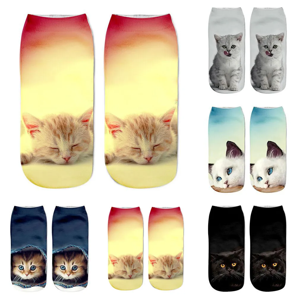 

Popular style women socks Funny Unisex Short Socks lovely 3D Cat Printed Ankle Casual short summer Socks calcetines mujer