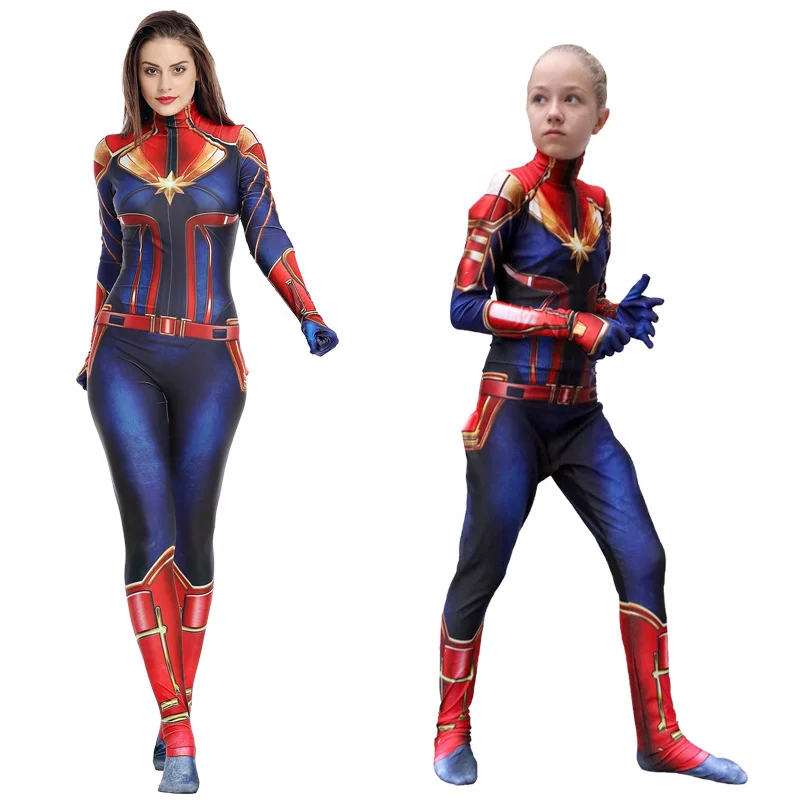2019The Новые Девушки фильм Марвел Капитан Carol Danvers костюм ниндзя зентай Боди