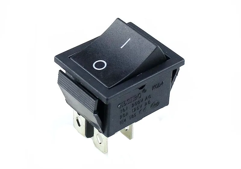 Черный KCD4 вкл.-ВЫКЛ. 16A 250VAC/20A 125VAC Красный кнопочный переключатель 4 Pin кулисный переключатель питания - Цвет: Черный