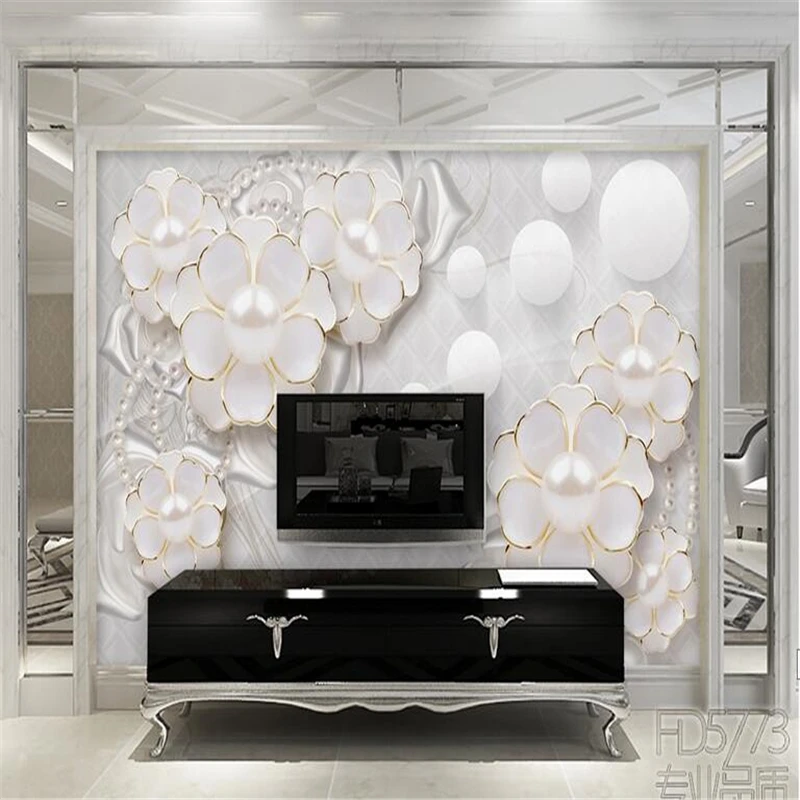 Обои на заказ для настенных наклеек большие фрески белые роскошные украшения