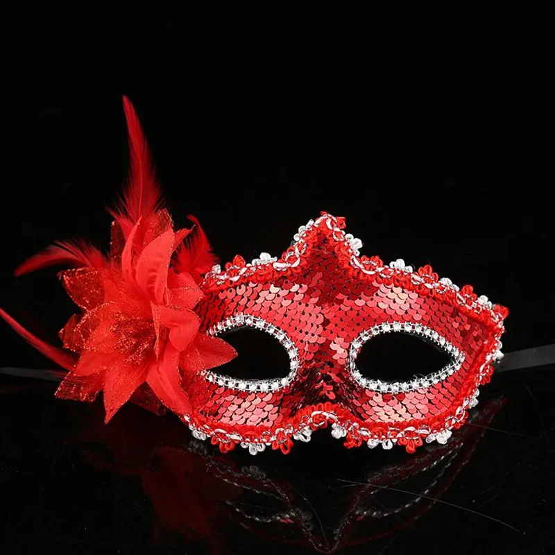 Women Girls Sequins Flower Mask Princess Ball Masquerade Mardi Gras Halloween Carnival Dress Party Supplies|Аксессуары для