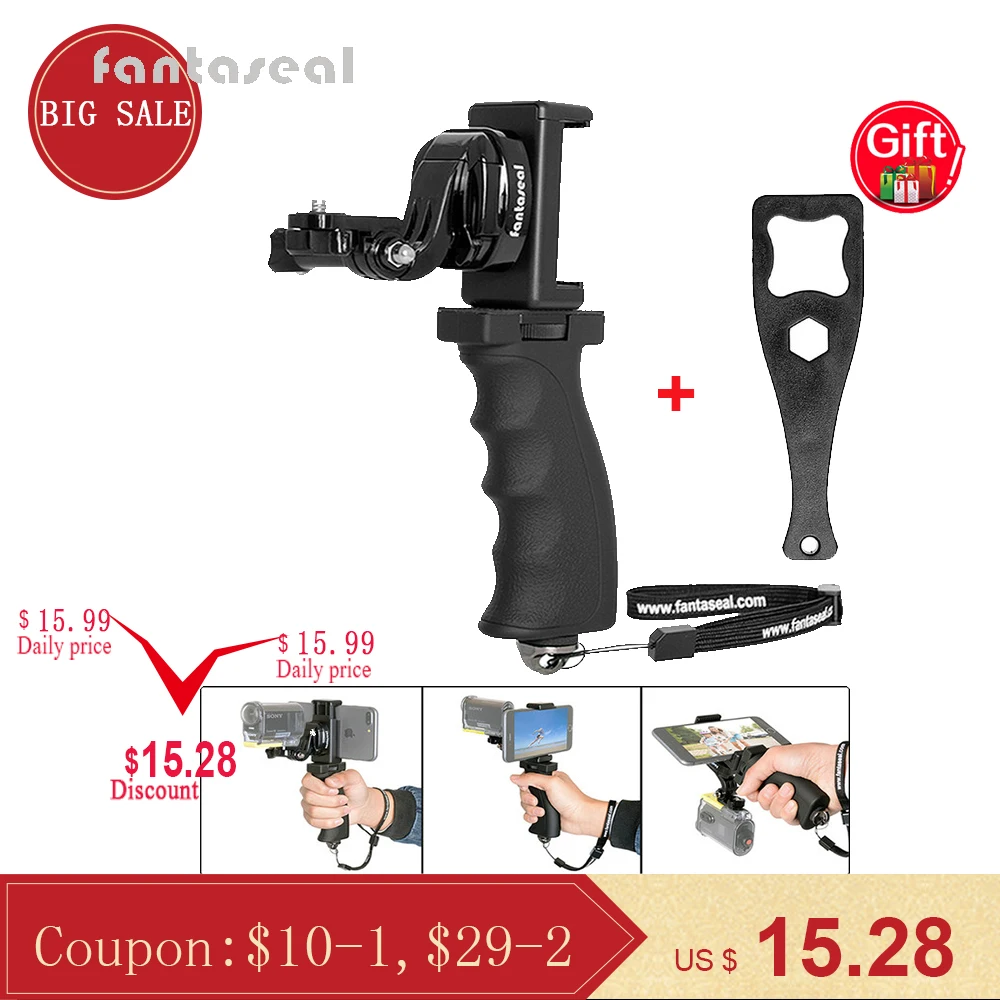 

Великолепное крепление для экшн-камеры с рукояткой + фотографический Зажим для Sony AS200V AS300R мобильный телефон SJCAM Gear 360 держатель стабилизатор...