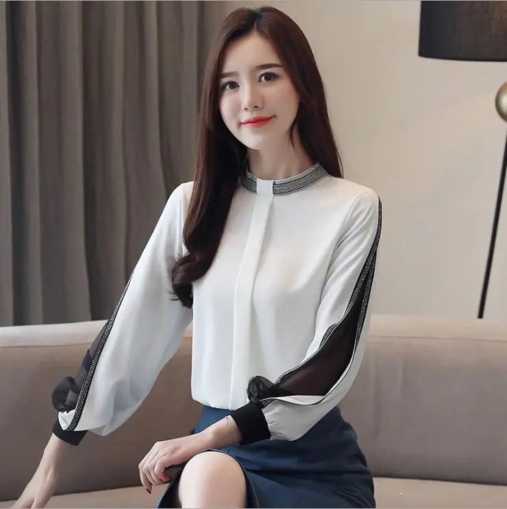 Женская Офисная шифоновая блузка HCBLESS черная или белая большого размера