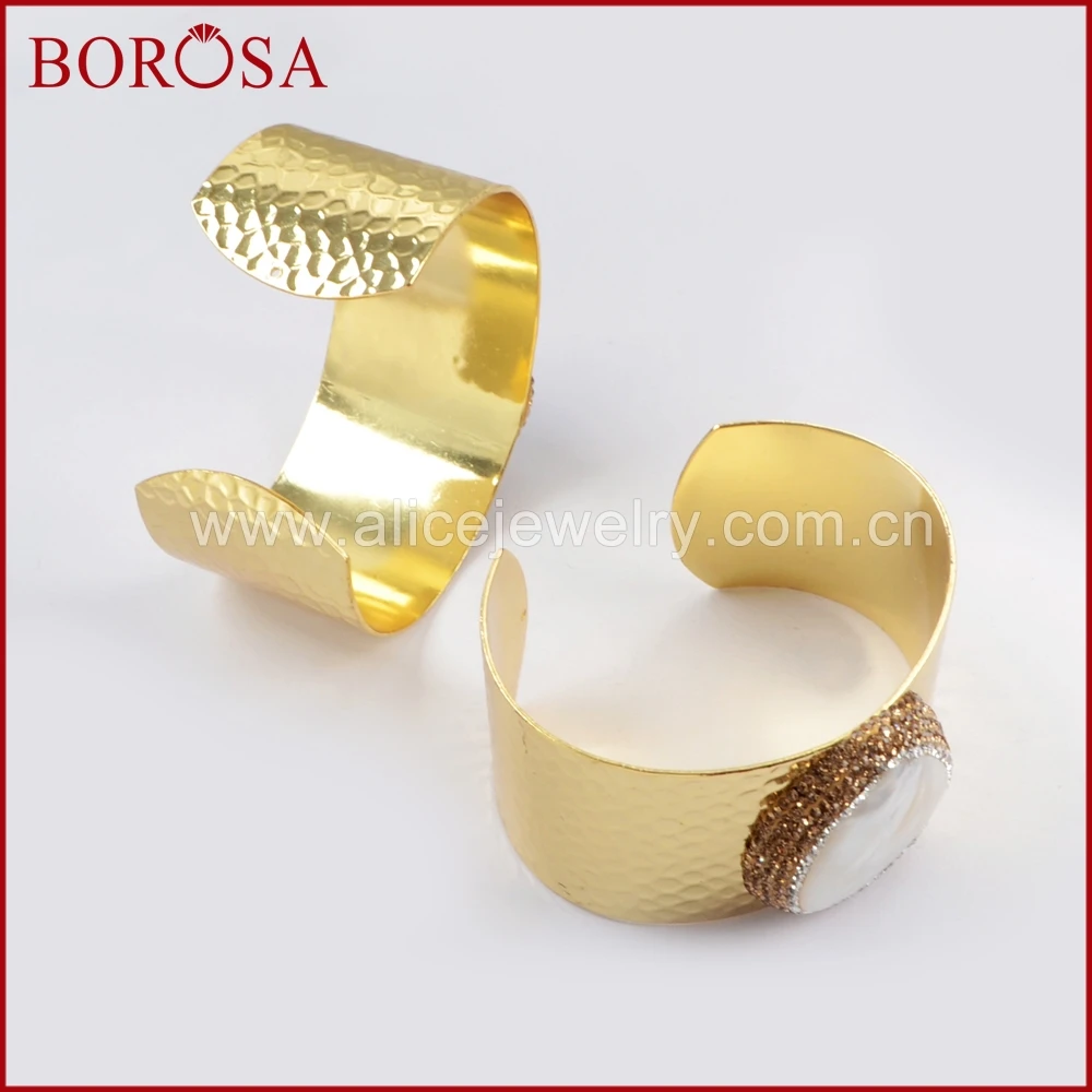 BOROSA 5 шт. оптовая продажа Druzy Jewelry позолоченные стразы открытые жемчужные браслеты