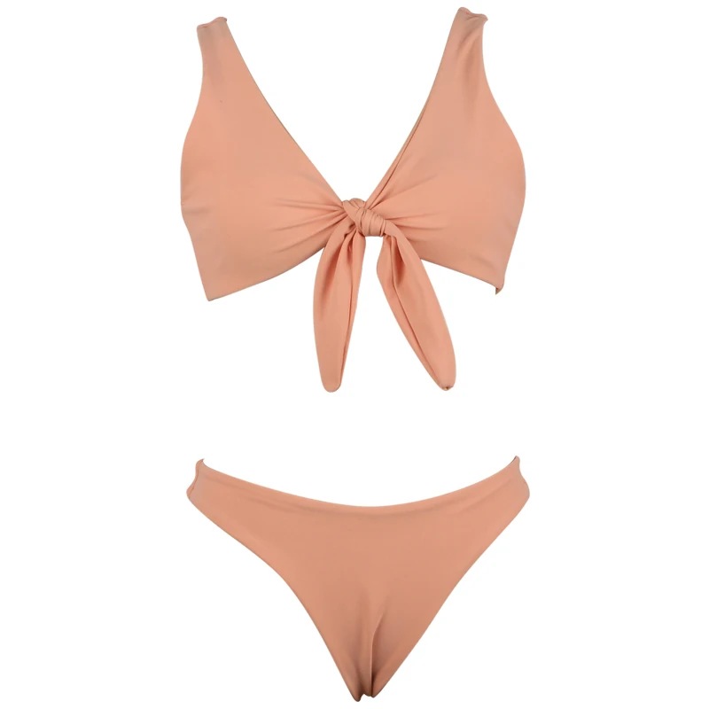 2019 купальник Классический бикини однотонный хаки Женская пляжная одежда набор