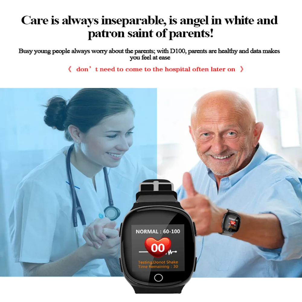 D100 пожилых Смарт часы gps LBS + Wi Fi Anti Потерянный Smartwatch SOS Поддержка монитор