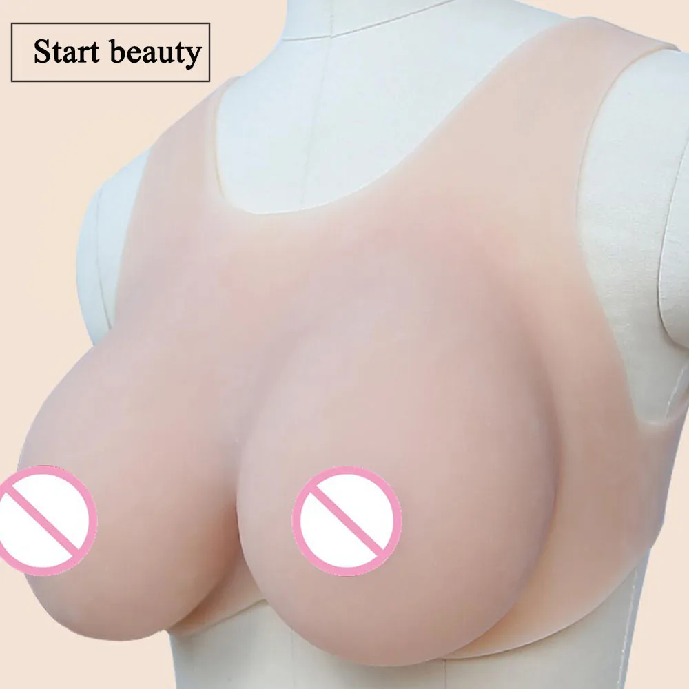 

1pair 1600g F cup Crossdresser Bionic Silicone Artificial Breast Form One Piece Fake Boob for shemale transgender crossdresser