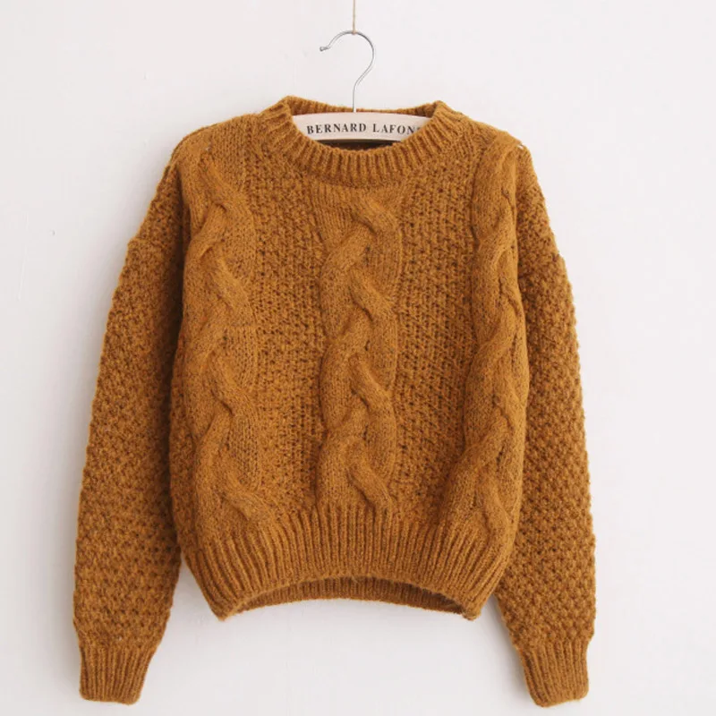 OMCHION Pull Femme 2019 осенний вязаный короткий свитер с круглым вырезом Женский