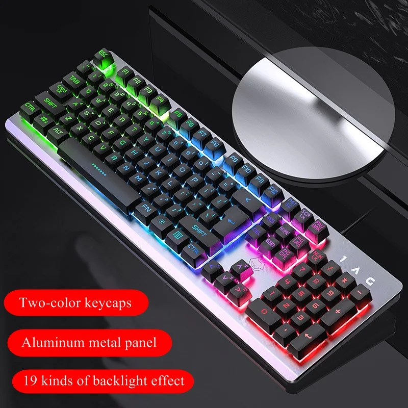 hxsj Langtu V1 USB Проводная Регулируемая Мультимедийная Игровая клавиатура с подсветкой матовая металлическая панель подвесной брелок