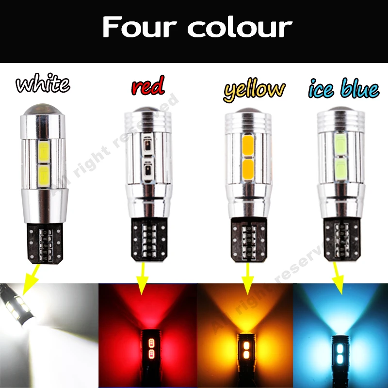 10 шт. T10 W5W светодиодный лампы 10SMD CANBUS OBC Error Free светильник 501 приборной панели