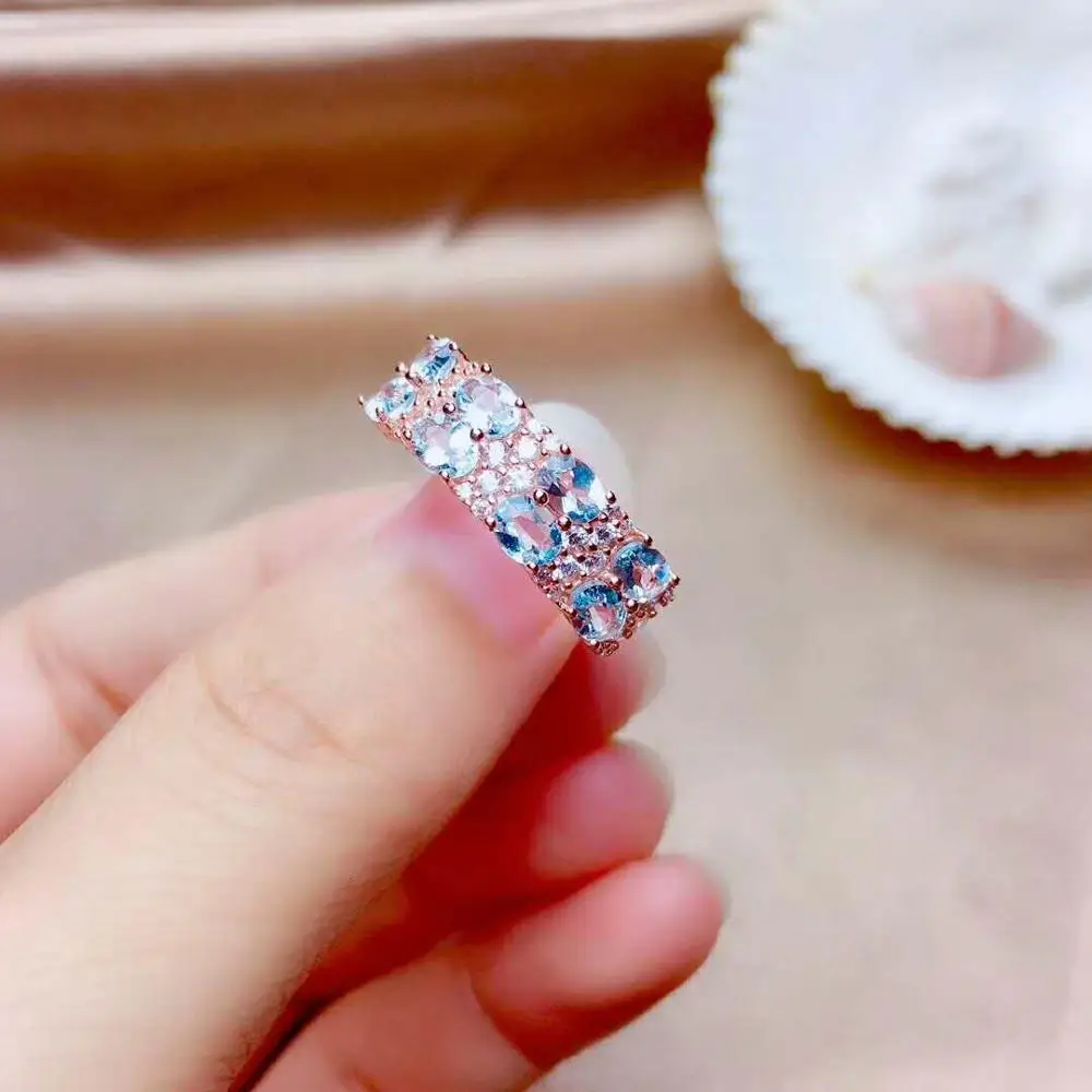 Видео! Женское кольцо с аквамарином Fidelity натуральное 3*4 мм из серебра 925 пробы