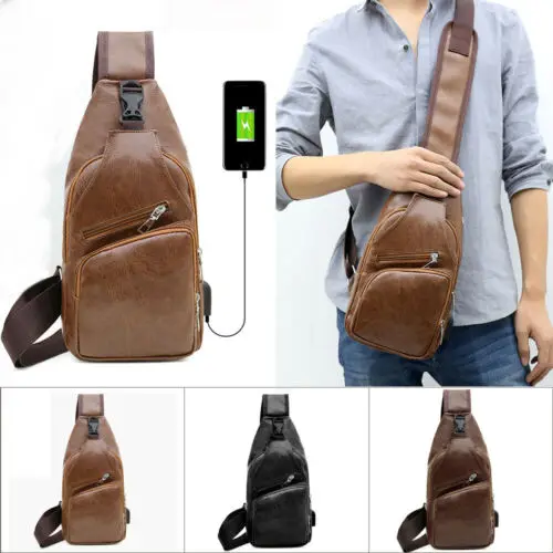 Новый Для мужчин сумки на ремне ПУ кожа однотонный цвет сумка слинг нагрудная