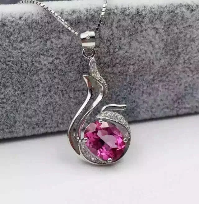 

natural red topaz stone pendant S925 silver Natural gemstone Pendant Necklace trendy Elegant flame flower women fine jewelry